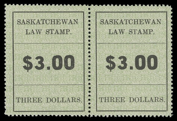 CANADA REVENUES (PROVINCIAL)  SL21-SL29,A beautiful set to the $3 in bright fresh mint pairs, 5c to 75c show "no period after C" variety se-tenant with normal stamp. All (except 50c) with one stamp NH. A great set, described by K. Bileski (note enclosed) as from Senator Calder collection, F-VF (Cat. as normal stamps)