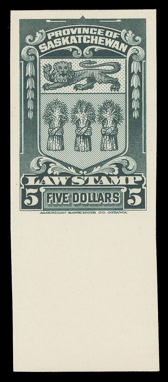 CANADA REVENUES (PROVINCIAL)  SL33-SL44,The complete set of 12 plate proofs in issued colour on cards,  each with sheet margin at foot; 25c with ageing on reverse only,  a very scarce set, VF