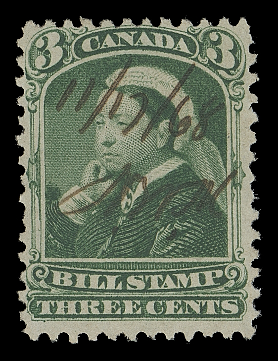 CANADA REVENUES (FEDERAL)  FB40a,A fresh, sound used single on Bothwell paper showing large portion of watermark "M" of "CLUTHA MILLS", initialed and dated "11/17/68", scarce, Fine
