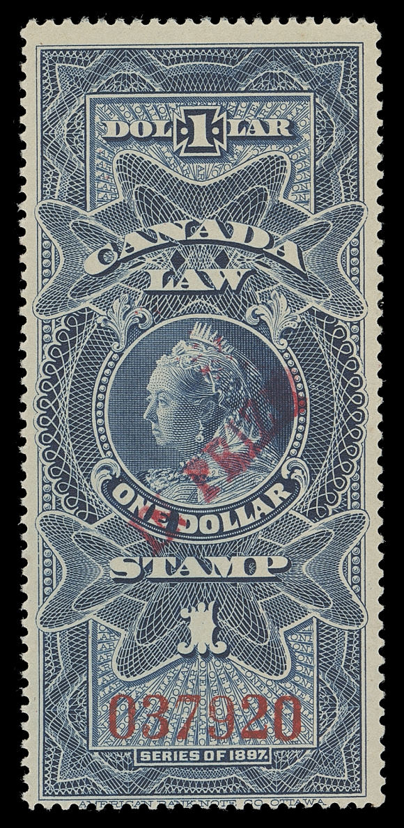 CANADA REVENUES (FEDERAL)  FSC30,A nice mint single with serial number "037920", "IN PRIZE" overprint in red, brilliant and fresh with full original gum, F-VF LH