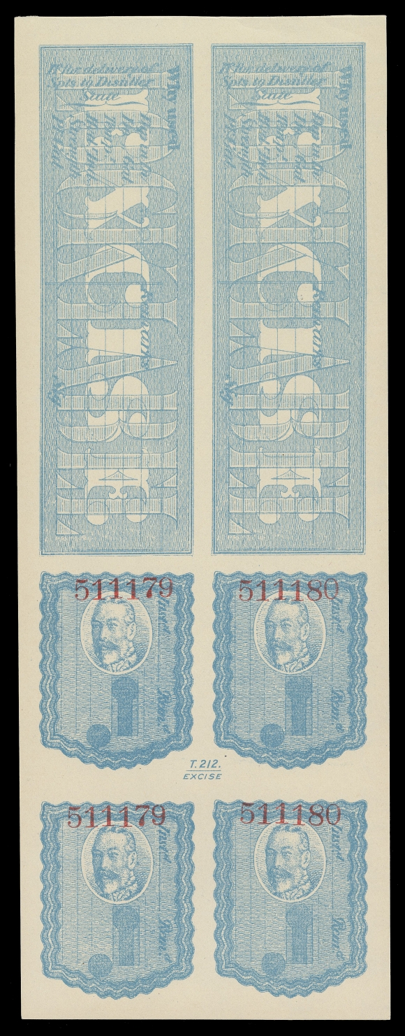 CANADA REVENUES (FEDERAL)  FLS6a,Imperforate pane of two in immaculate condition, serial numbers in red, ungummed as issued; a rare and desirable pane in premium quality, XF