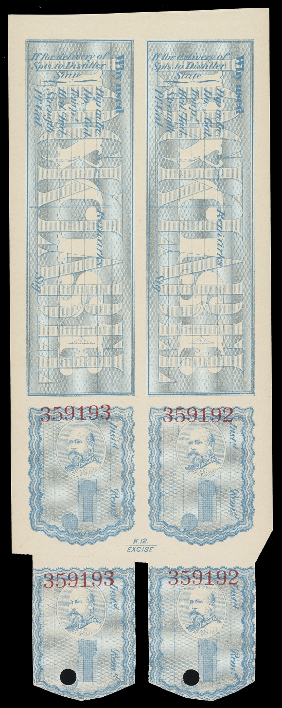 CANADA REVENUES (FEDERAL)  FLS4a,Imperforate pane of two in choice condition, serial numbers in red, very scarce this nice, VF
