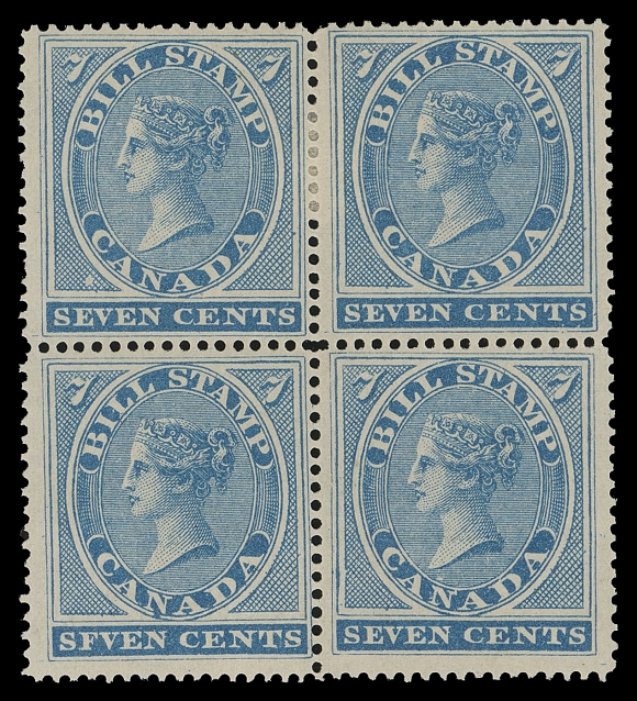 CANADA REVENUES (FEDERAL)  FB7, FB7a,An attractive, fresh mint block, nicely centered and showing the very elusive "SFVEN" variety (Pos. 91), lower pair with the variety is NH, VF