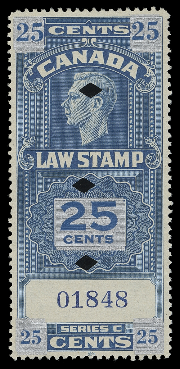 CANADA REVENUES (FEDERAL)  FSC23a,A well centered used example, serial number "01848", silver and blue surcharge, the silver ink doubled, a scarce and attractive variety, VF