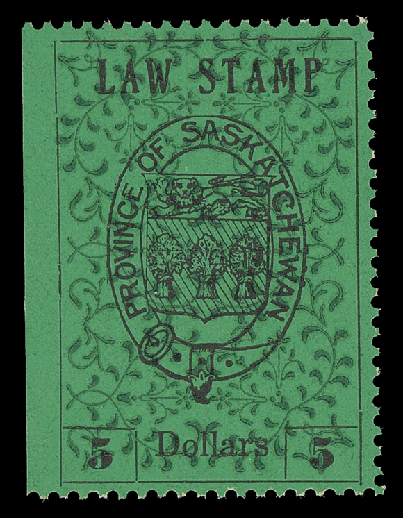 CANADA REVENUES (PROVINCIAL)  SL2-SL12,Matching mint set of eleven mint singles with natural straight edge at left (lacks only the 5c), bright fresh colours and pristine original gum, NEVER HINGED. Most appealing and very hard to find, F-VF NH