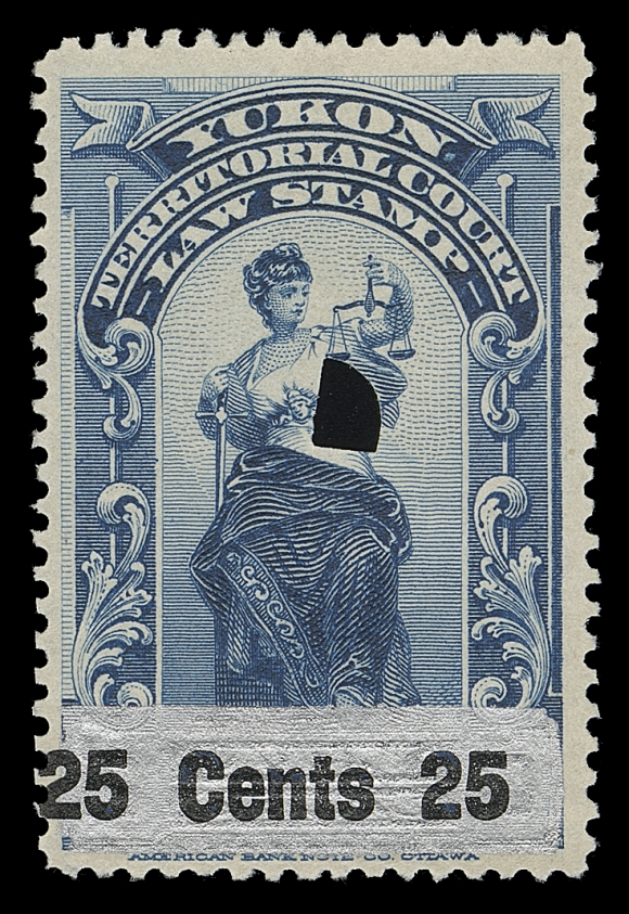 CANADA REVENUES (PROVINCIAL)  YL13b,A used punch cancelled example of the double silver overprint variety, very scarce; F-VF; no mint example has been reported.
