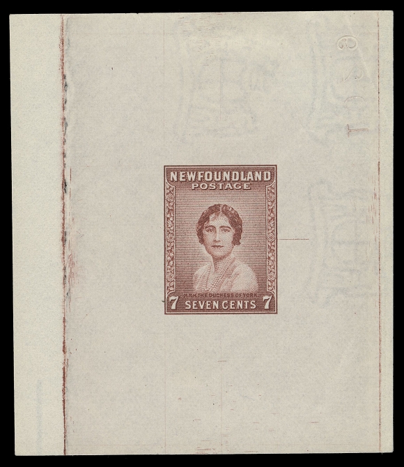 THE AFAB COLLECTION - NEWFOUNDLAND 1897-1947 ISSUES  208,Large Die Proof in red brown, colour of issue, on white wove watermarked paper 69 x 80mm, showing die sinkage on both sides; the completed die with guideline and reverse die number "1029", VF