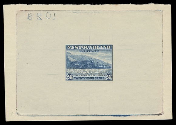 THE AFAB COLLECTION - NEWFOUNDLAND 1897-1947 ISSUES  210,Large Die Proof in dark blue on white wove unwatermarked paper 96 x 66mm; the completed die with guideline and reverse die number "1028", VF and choice