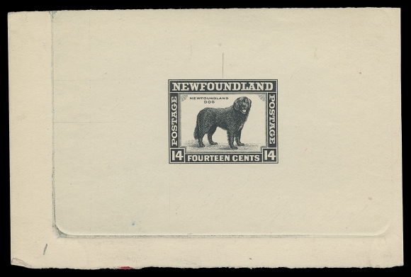 THE AFAB COLLECTION - NEWFOUNDLAND 1897-1947 ISSUES  194,Large Die Proof in black, colour of issue, on white wove unwatermarked paper 96 x 63mm; the approved die with guideline above design, without die number, very attractive, XF