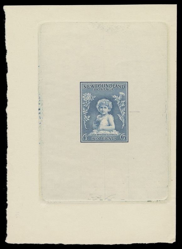 THE AFAB COLLECTION - NEWFOUNDLAND 1897-1947 ISSUES  192,Die Proof in blue, colour of issue, on white wove unwatermarked paper; the approved die showing guideline right of design, in pristine condition, XF; ex. "Zurich" Collection (March 1991; Lot 691)