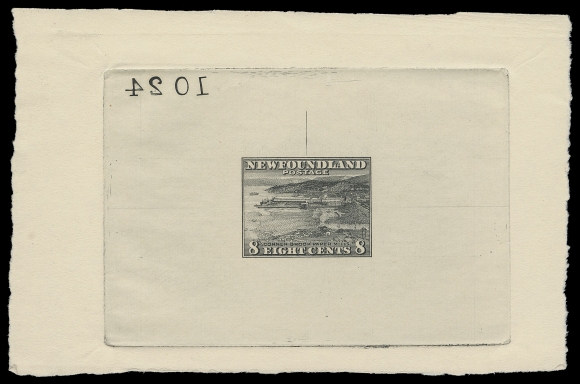 THE AFAB COLLECTION - NEWFOUNDLAND 1897-1947 ISSUES  209,Trial Colour Large Die Proof printed in black on white wove unwatermarked paper 113 x 74mm, full die sinkage; the final die with guideline and reverse die number "1024", in pristine condition and most striking, XF