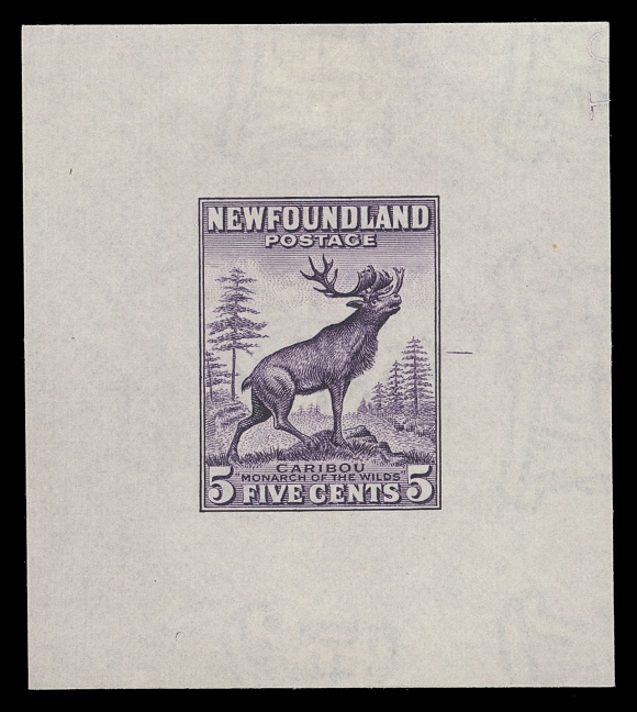 THE AFAB COLLECTION - NEWFOUNDLAND 1897-1947 ISSUES  191,Die Proof in violet, colour of issue, on white wove watermarked paper 51 x 57mm; the final die with guideline at right and part albino reverse die number "1023"; a choice proof of this popular stamp, VF
