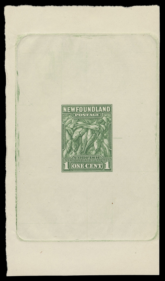 THE AFAB COLLECTION - NEWFOUNDLAND 1897-1947 ISSUES 183,Large Die Proof in green, colour of issue, on white wove unwatermarked paper 62 x 107mm, full die sinkage, the approved die with guideline but no die number, very attractive and XF