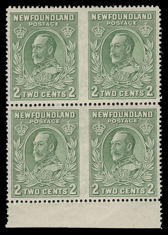 THE AFAB COLLECTION - NEWFOUNDLAND 1897-1947 ISSUES  186d,A fresh mint imperforate vertically between in error, sheet margin at foot, well centered, a seldom encountered error in a multiple, VF NH