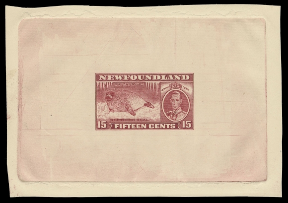 THE AFAB COLLECTION - NEWFOUNDLAND 1897-1947 ISSUES  239,Large Die Proof in deep claret, different than the issued colour, on thick laid "Parchment" paper106 x 73mm, no watermark, full die sinkage. The approval state without guideline or die number, very scarce, VF