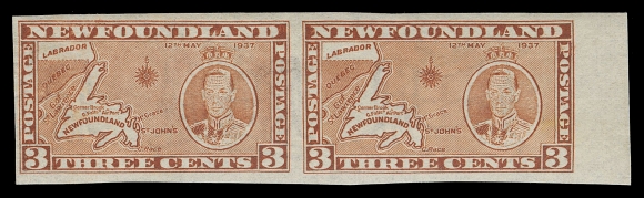 THE AFAB COLLECTION - NEWFOUNDLAND 1897-1947 ISSUES 234f,Imperforate mint pair in horizontal format, sheet margin at right, VF OG
