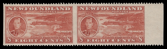 THE AFAB COLLECTION - NEWFOUNDLAND 1897-1947 ISSUES  236c,A very well centered mint horizontal pair imperforate vertically in error, sheet margin at right. Seldom encountered in such premium condition, XF NH