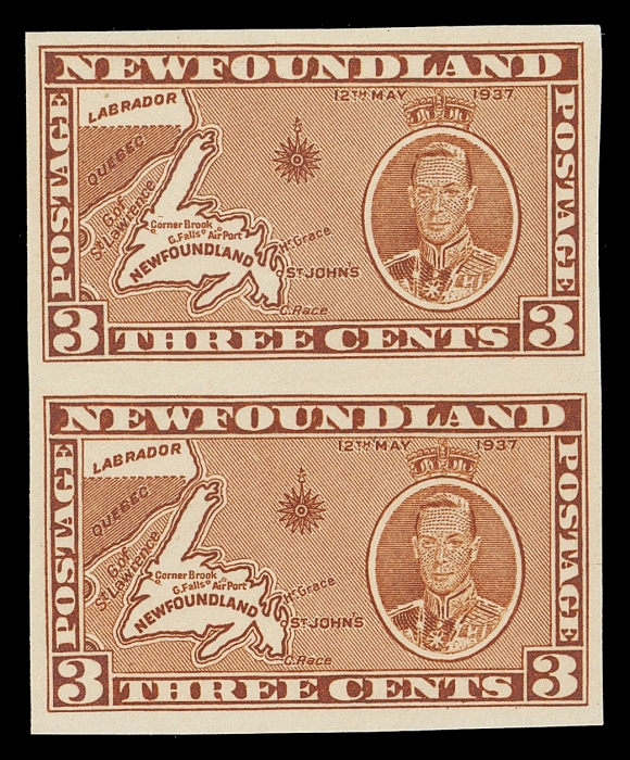 THE AFAB COLLECTION - NEWFOUNDLAND 1897-1947 ISSUES  234,Die I & Die II plate proof pairs in the issued colour on bond paper, scarce, VF