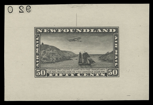 THE AFAB COLLECTION - NEWFOUNDLAND 1897-1947 ISSUES C6-C8,Trial Colour Large Die Proofs, the set of three printed in black on thinner white wove unwatermarked paper; the final dies with reverse die numbers (albino on the 15 cent). A beautiful and attractive set, VF and very scarce