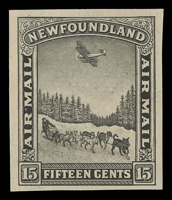 THE AFAB COLLECTION - NEWFOUNDLAND 1897-1947 ISSUES  C6-C8,The set of three trial colour plate proofs in black on thick bond unwatermarked paper, VF