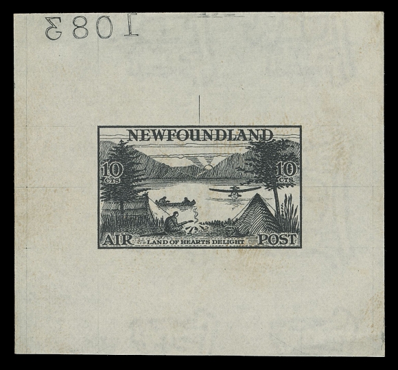THE AFAB COLLECTION - NEWFOUNDLAND 1897-1947 ISSUES  C13-C17,A very attractive complete set of five Trial Colour Die Proofs, each printed in black on white wove watermarked paper approx 60-65 x 55-57mm; the final dies with guideline and reverse die numbers (albino on the 75c). A rare set ideal for exhibition, VF
