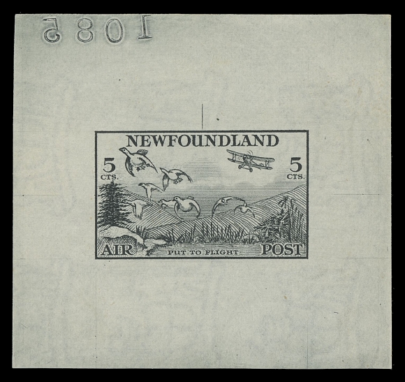 THE AFAB COLLECTION - NEWFOUNDLAND 1897-1947 ISSUES  C13-C17,A very attractive complete set of five Trial Colour Die Proofs, each printed in black on white wove watermarked paper approx 60-65 x 55-57mm; the final dies with guideline and reverse die numbers (albino on the 75c). A rare set ideal for exhibition, VF
