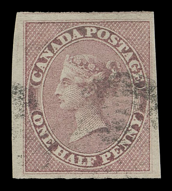 THE AFAB COLLECTION - CANADA  8iii,A lightly cancelled example with remarkably large margins and  showing a VERTICAL STITCH WATERMARK along right side, minor  stains visible from reverse only, a very scarce watermarked  stamp, VF