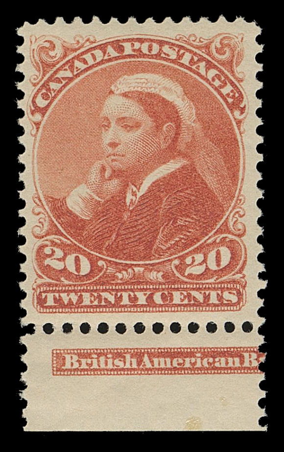 THE AFAB COLLECTION - CANADA  46,An attractive and unusually choice mint example with deep rich colour, showing left portion of the BABN plate imprint in lower margin, full pristine original gum, VF+ NH; 2022 Greene Foundation cert.