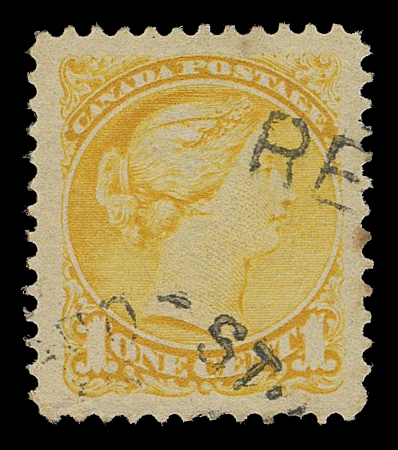THE AFAB COLLECTION - CANADA  35viii,An impressive used single, precise centering with large margins, showing the "Strand of Hair" (Hurst Long Strand Type I - the most prominent of three types), well clear of the partial split ring at foot and RE(GISTERED) straightline; one short perf at foot, an XF stamp with the best example of the sought-after plate variety.