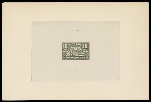 THE AFAB COLLECTION - CANADA  Revenues QU1-QU3,The set of three Large Die Proofs in issued colours on india paper, die sunk on large cards 228 x 153mm; die number above design, peripheral flaws to edge of cards could easily be trimmed off, F-VF; a rare trio