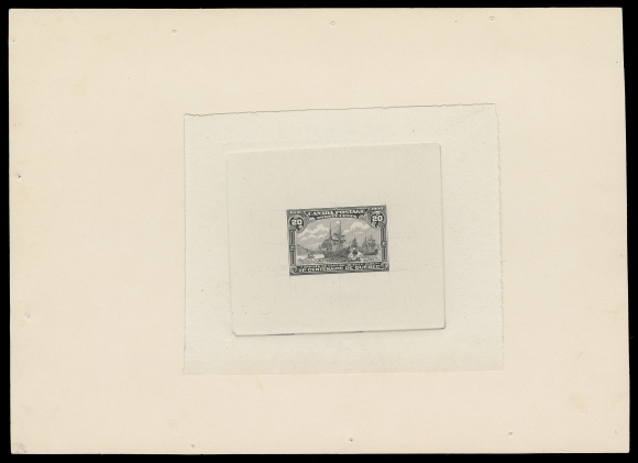 THE AFAB COLLECTION - CANADA 103,A superb Engraved Progressive Die Proof in black on intact, untrimmed india paper, full die sinkage area 72 x 62mm, die sunk on large card 210 x 152mm; the clouds and water are unshaded to a visually striking effect; small punctures surrounding edge of the card - characteristic of an ABNC Engraver