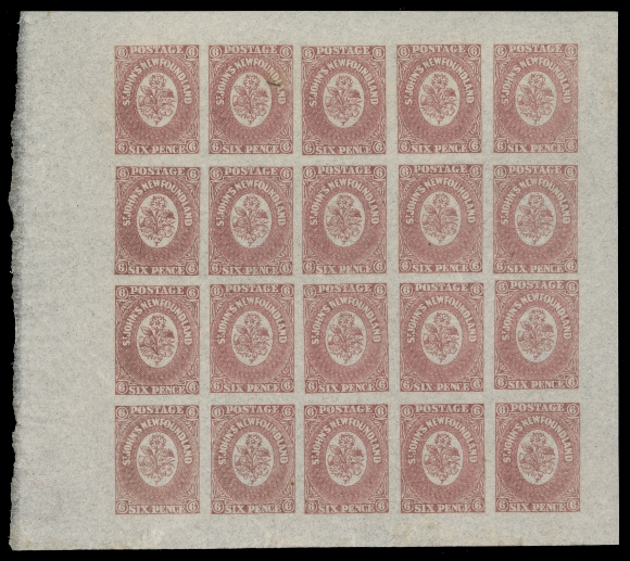 THE AFAB COLLECTION - NEWFOUNDLAND PENCE ISSUES  20,Mint full sheet of twenty, natural paper inclusion on Pos. 2, radiant colour and full original gum, VF NH