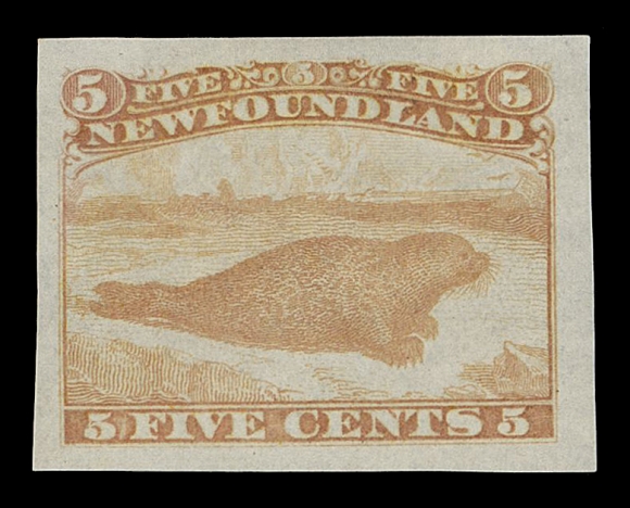 THE AFAB COLLECTION - NEWFOUNDLAND DECIMAL ISSUES  25,Three American Bank Note Company trade sample proofs, engraved, printed in sought-after darker colours - dark brownish red, orange and grey blue on wove or bond paper, all in sound, choice condition, VF-XF 