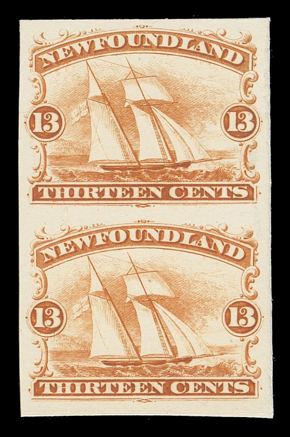 THE AFAB COLLECTION - NEWFOUNDLAND DECIMAL ISSUES  24-31,The complete set of six plate proof pairs in issued colours on card mounted india paper; also an extra 24c pair in a distinctively different shade, choice, VF