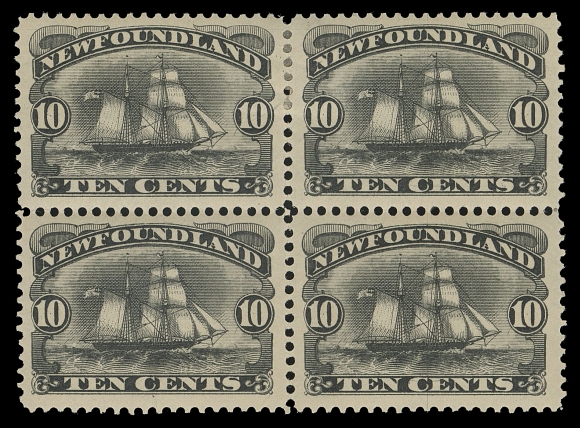 THE AFAB COLLECTION - NEWFOUNDLAND DECIMAL ISSUES  59, 59i,A very well centered mint block with fresh colour, lower right stamp shows the line through "CE" of "CENTS", hinged at top leaving lower pair with the variety NH, VF