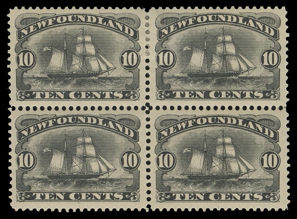 THE AFAB COLLECTION - NEWFOUNDLAND DECIMAL ISSUES 59, 59i,A very well centered mint block with fresh colour, lower right stamp shows the line through "CE" of "CENTS", hinged at top leaving lower pair with the variety NH, VF