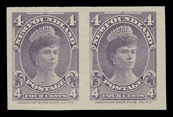THE AFAB COLLECTION - NEWFOUNDLAND 1897-1947 ISSUES  84a,An unusually large margined imperforate pair with full, thick, dark brown streaky original gum, never hinged, very seldom seen, VF NH