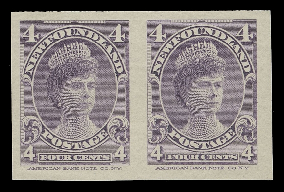 THE AFAB COLLECTION - NEWFOUNDLAND 1897-1947 ISSUES 84a,An unusually large margined imperforate pair with full, thick, dark brown streaky original gum, never hinged, very seldom seen, VF NH