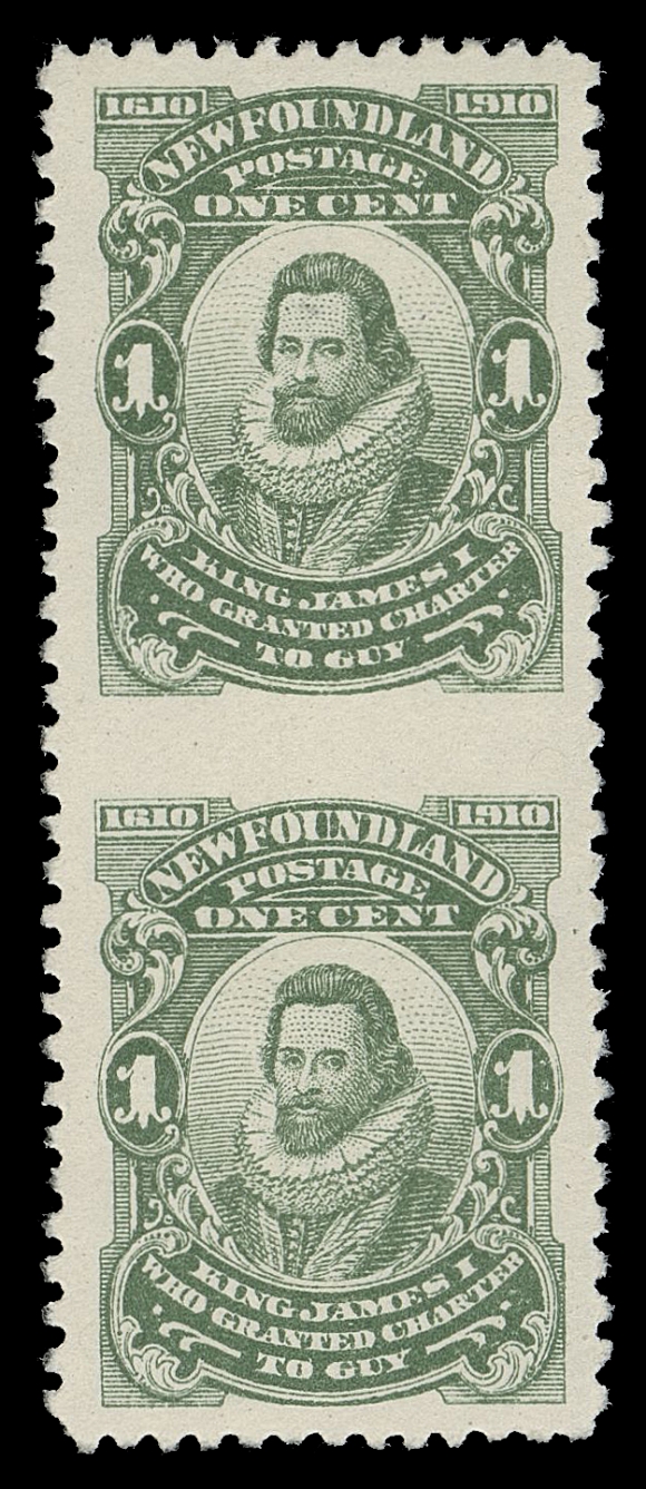 THE AFAB COLLECTION - NEWFOUNDLAND 1897-1947 ISSUES  87d,A well centered mint vertical pair imperforate horizontally between, fresh with full original gum, scarce, VF LH; ex. St. Aylott (August 2010; Lot 256)