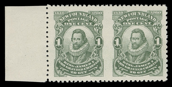 THE AFAB COLLECTION - NEWFOUNDLAND 1897-1947 ISSUES  87c,A superb mint left margin pair imperforate vertically between, brilliant fresh with full pristine original gum, seldom seen in such top-quality, XF NH