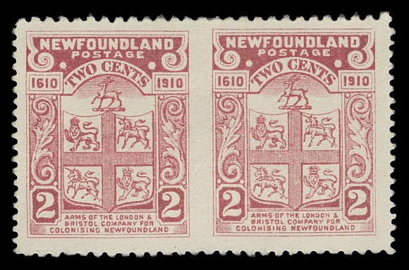 THE AFAB COLLECTION - NEWFOUNDLAND 1897-1947 ISSUES  88b,Mint pair imperforate vertically between, full original gum; pencil signed by expert Herbert Bloch on reverse. A rare error, VF LH