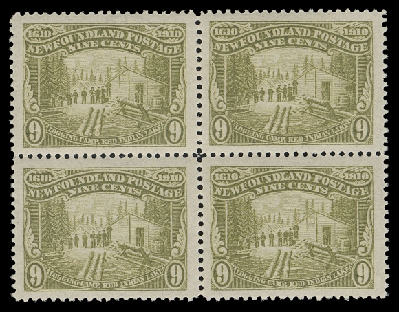 THE AFAB COLLECTION - NEWFOUNDLAND 1897-1947 ISSUES  100, 100ii,A superb, fresh and very well centered mint block of four displaying a remarkably clear and unusually large portion of the papermaker