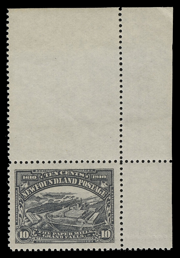 THE AFAB COLLECTION - NEWFOUNDLAND 1897-1947 ISSUES 98-103,An exceptional set of six mint singles, each showing full sheet margins to dramatic effect, all very well centered with deep rich colours, negligible gum tone spot on 6c. Lightly hinged in selvedge only, stamps are NEVER HINGED; a marvelous set which has in our opinion, has no equal, XF NH GEM