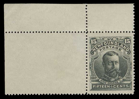 THE AFAB COLLECTION - NEWFOUNDLAND 1897-1947 ISSUES 98-103,An exceptional set of six mint singles, each showing full sheet margins to dramatic effect, all very well centered with deep rich colours, negligible gum tone spot on 6c. Lightly hinged in selvedge only, stamps are NEVER HINGED; a marvelous set which has in our opinion, has no equal, XF NH GEM