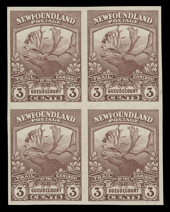 THE AFAB COLLECTION - NEWFOUNDLAND 1897-1947 ISSUES 115a-126a,A fresh, highly desirable complete set of twelve imperforate blocks, ungummed as issued; the 4c with light wrinkles as often on this value. Very scarce in blocks, a spectacular set with bright fresh colours, VF-XF