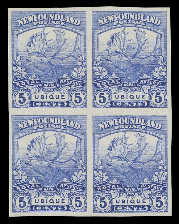 THE AFAB COLLECTION - NEWFOUNDLAND 1897-1947 ISSUES  115a-126a,A fresh, highly desirable complete set of twelve imperforate blocks, ungummed as issued; the 4c with light wrinkles as often on this value. Very scarce in blocks, a spectacular set with bright fresh colours, VF-XF