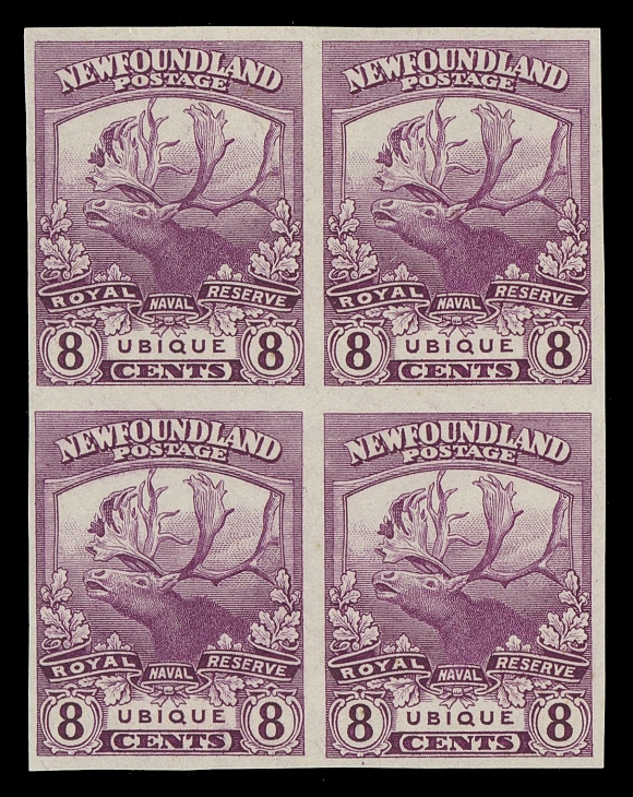 THE AFAB COLLECTION - NEWFOUNDLAND 1897-1947 ISSUES  115a-126a,A fresh, highly desirable complete set of twelve imperforate blocks, ungummed as issued; the 4c with light wrinkles as often on this value. Very scarce in blocks, a spectacular set with bright fresh colours, VF-XF