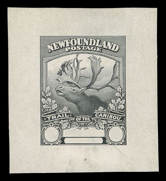 THE AFAB COLLECTION - NEWFOUNDLAND 1897-1947 ISSUES  115,Engraved Initial Stage Die Proof printed in black without value and battle name, printed on white-surfaced wove paper 38 x 42mm; faint corner crease, a very rare DLR Master die, of which as few as 3 or 4 exist, VF