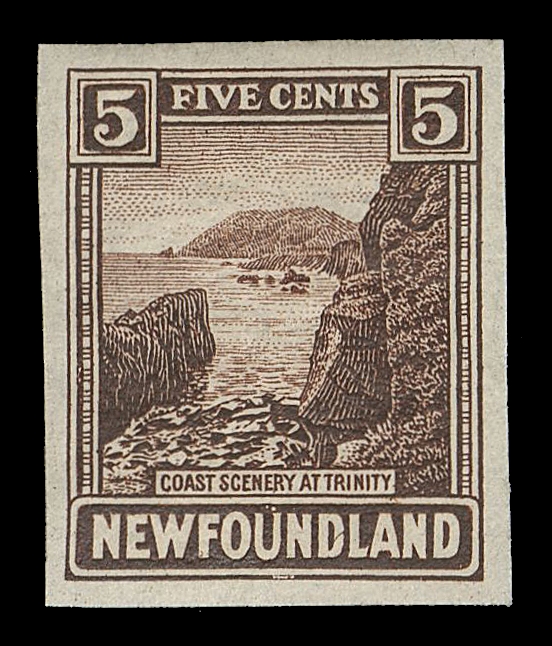 THE AFAB COLLECTION - NEWFOUNDLAND 1897-1947 ISSUES  135,Trial colour die proof in dark brown, trimmed stamp size and gummed on white wove paper, very scarce, VF