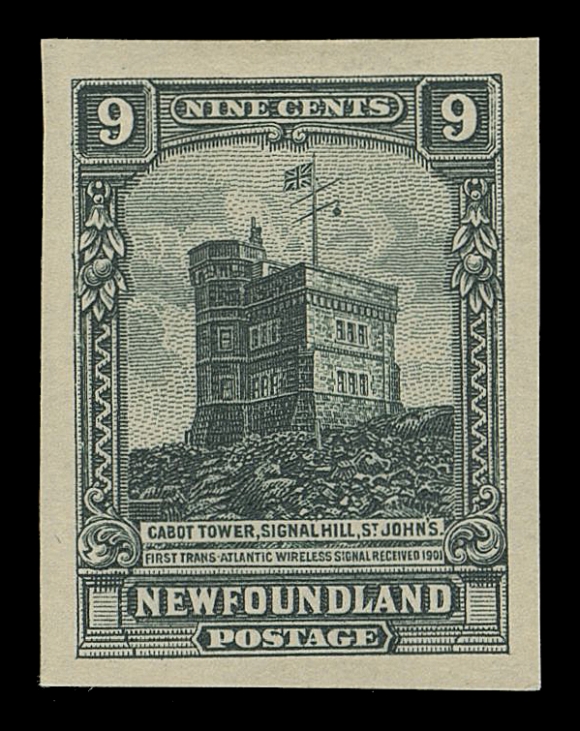 THE AFAB COLLECTION - NEWFOUNDLAND 1897-1947 ISSUES  152,Trial Colour Die Proof in dark greenish black, stamp size on white wove paper; noticeably different colour than the issued stamp, this denomination was not re-engraved by Perkins Bacon. A scarce die proof, VF